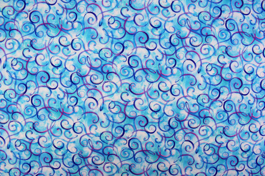 Blue Swirls fabric, Quilting fabric, cotton fabric, quilting treasures, Charlene, Price by the Half Metre The Quilt Sanctuary