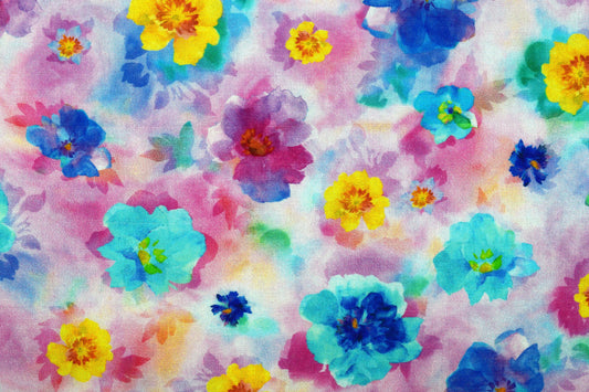 Pink Watercolour floral fabric, Quilting fabric, cotton fabric, quilting treasures, Charlene, Price by the Half Metre The Quilt Sanctuary