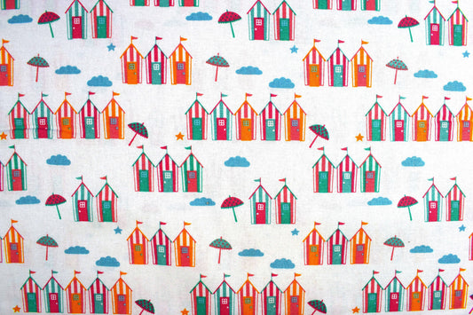 beach hut fabric, Quilting fabric, cotton fabric, summer holidays - Price by the Half Metre The Quilt Sanctuary