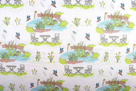 Country garden fabric, quilting fabric, Lily pad by Debbie Shore fabric Price by the Half Metre The Quilt Sanctuary
