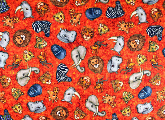 Animal heads fabric, Quilting fabric, cotton fabric, quilting treasures, Serengeti, Price by the Half Metre The Quilt Sanctuary