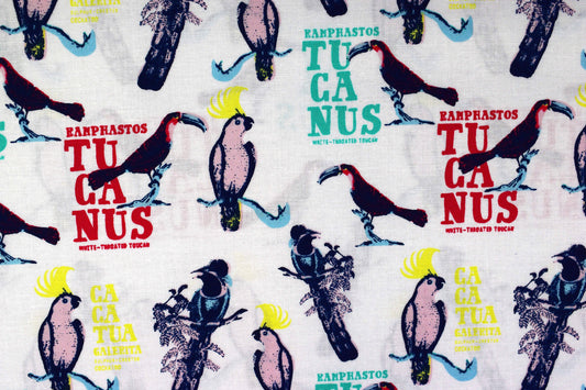 Toucan Fabric, birds of paradise cotton quilting fabric, Explore the tropics - Price by the Half Metre The Quilt Sanctuary