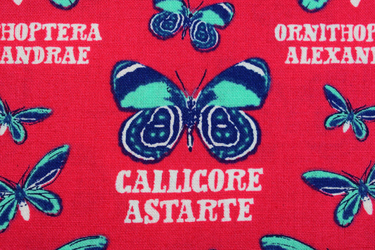 Red Butterfly Fabric, cotton quilting fabric, Explore the tropics - Price by the Half Metre The Quilt Sanctuary