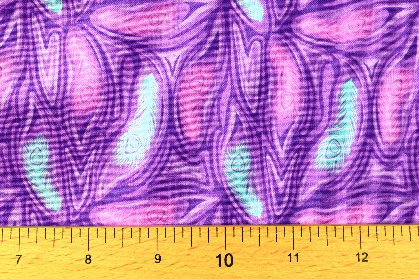 Purple Feather Fabric, cotton quilting fabric, Elegant Peacock - Price by the Half Metre The Quilt Sanctuary