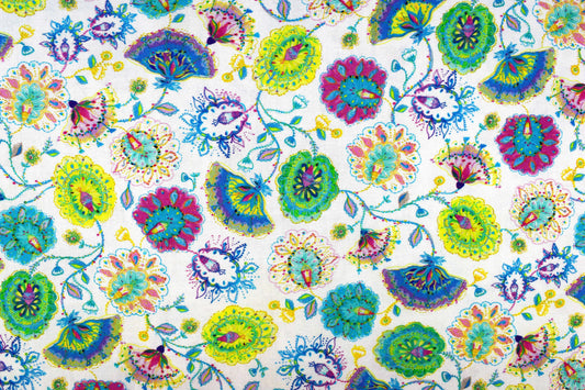 Colourful floral fabric, Quilting fabric, Dragonfly Dance, price by the half metre The Quilt Sanctuary