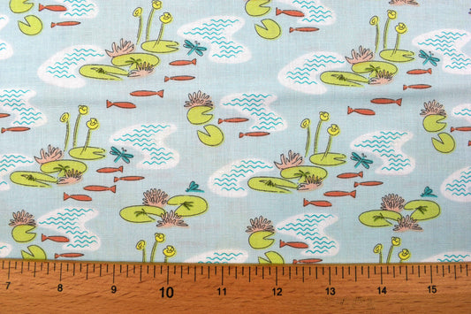 Garden Pond fabric, quilting fabric, Lily pad by Debbie Shore fabric Price by the Half Metre The Quilt Sanctuary