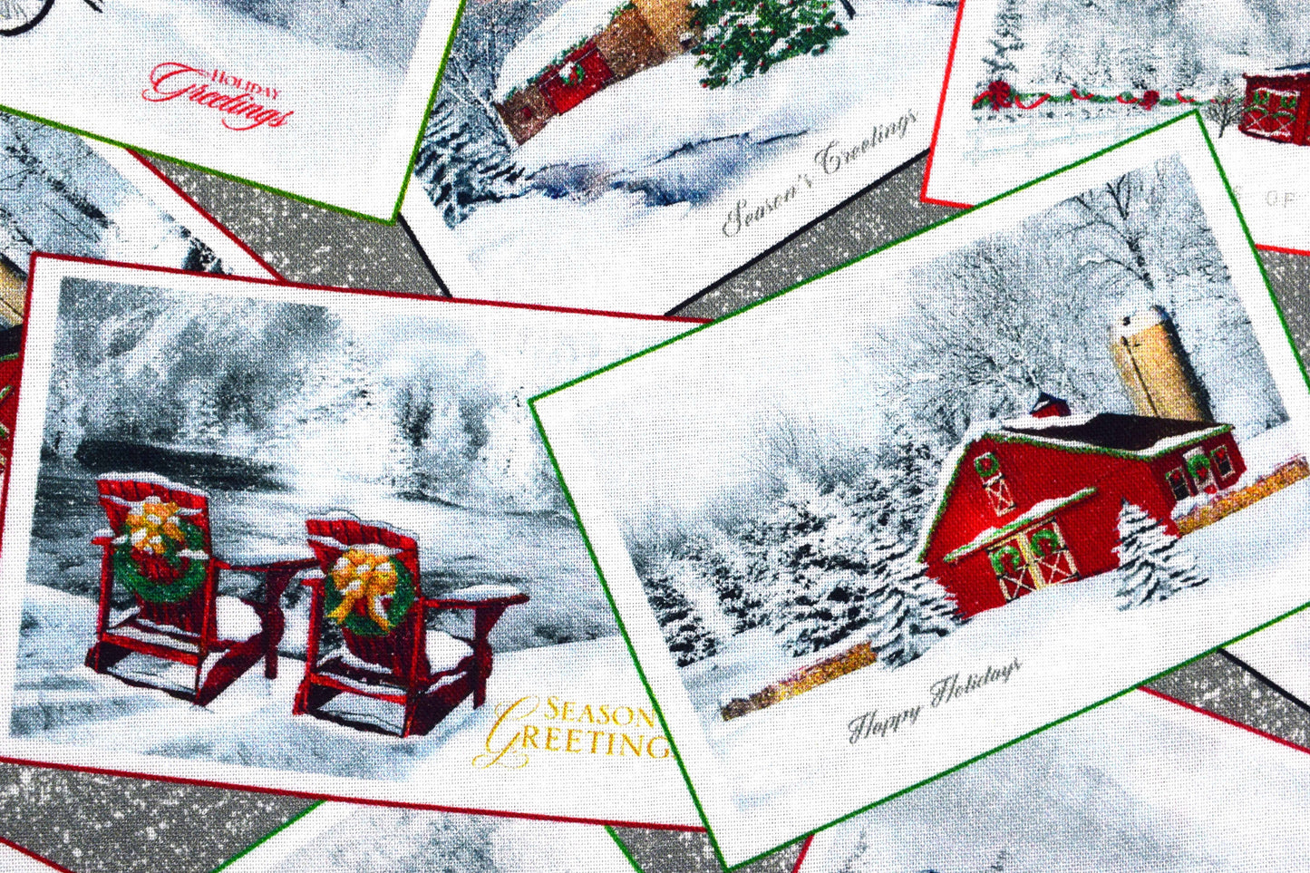 Christmas card fabric, quilting treasures, quilting fabric, Back home for holidays - Price by the Half Metre The Quilt Sanctuary