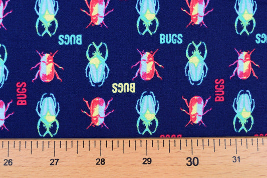 bugs Fabric, cotton quilting fabric, Explore the tropics - Price by the Half Metre The Quilt Sanctuary