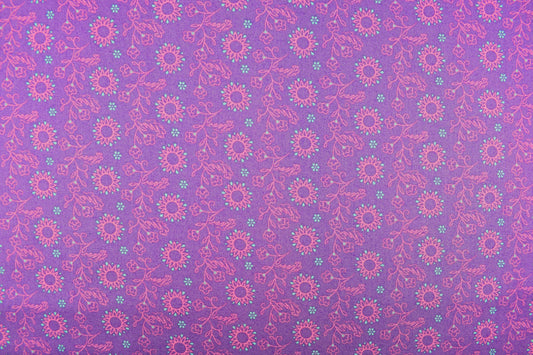 purple floral Fabric, cotton quilting fabric, Elegant Peacock - Price by the Half Metre The Quilt Sanctuary