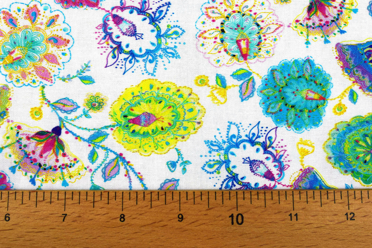 Colourful floral fabric, Quilting fabric, Dragonfly Dance, price by the half metre The Quilt Sanctuary