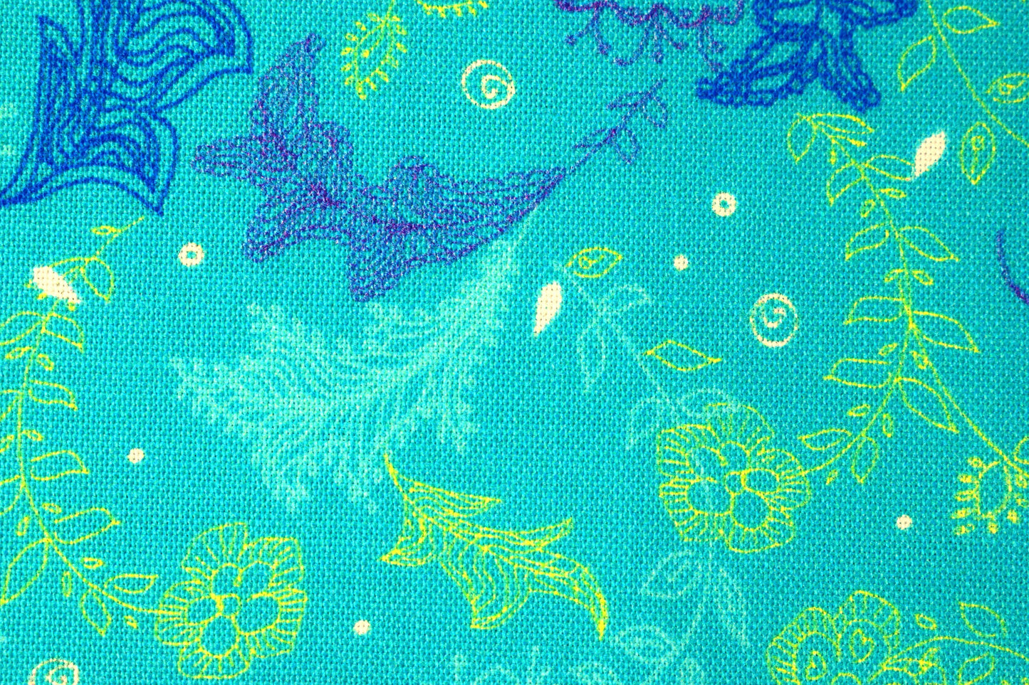 Turquoise floral fabric, Quilting fabric, Dragonfly Dance, price by the half metre The Quilt Sanctuary
