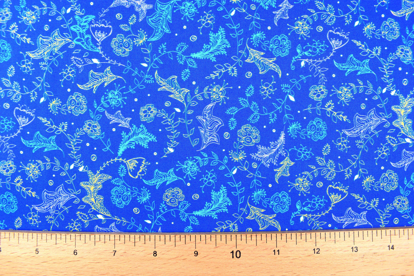 Blue floral fabric, Quilting fabric, Dragonfly Dance, price by the half metre The Quilt Sanctuary