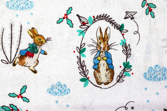 Peter Rabbit Christmas quilting fabric, Peter Rabbit, Beatrix Potter - Price by the Half Metre The Quilt Sanctuary