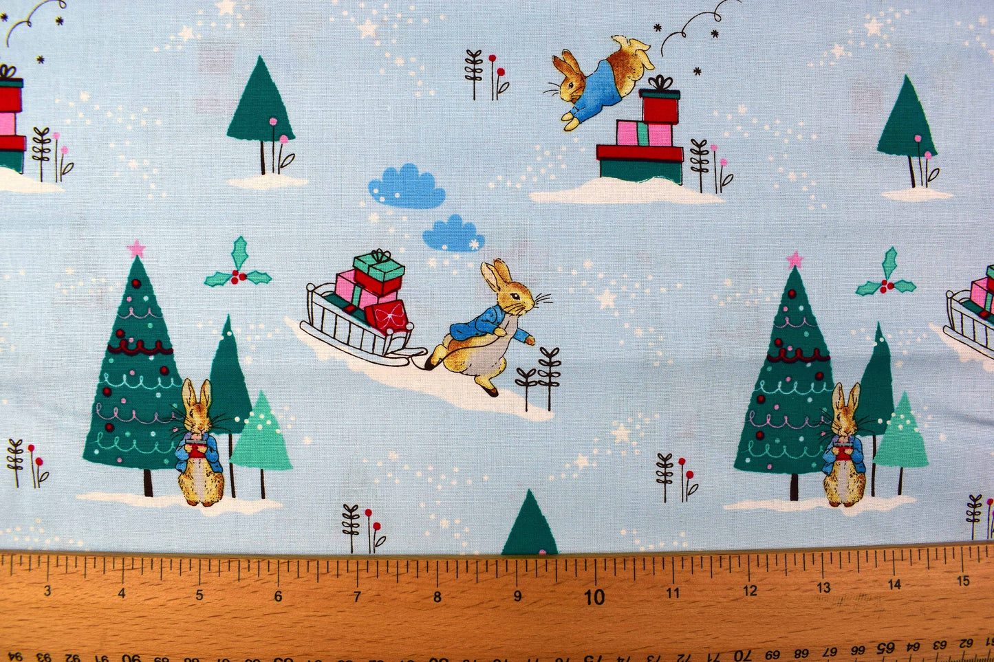 Christmas quilting fabric, Peter Rabbit, Beatrix Potter - Price by the Half Metre The Quilt Sanctuary