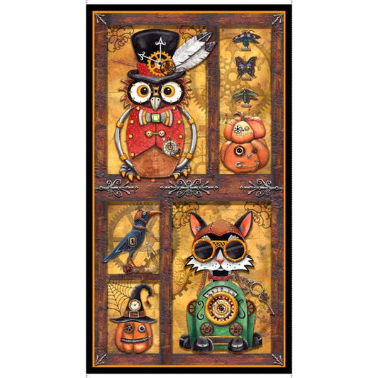Steampunk Halloween fabric panel, Quilting panel, Quilting treasures The Quilt Sanctuary