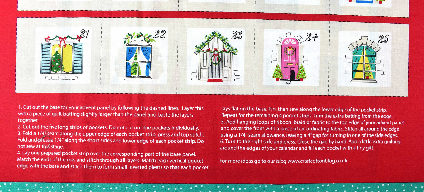 Merry Christmas fabric advent calendar panel, re-usable advent calendar The Quilt Sanctuary