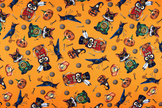 Steampunk Halloween farbic, Quilting fabric, cotton fabric, quilting treasures, Price by the Half Metre The Quilt Sanctuary