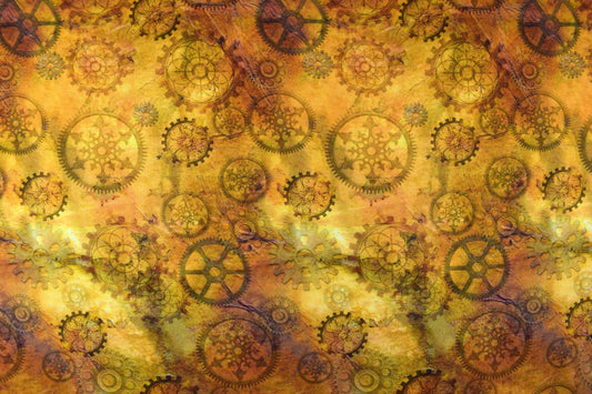 Cog fabric, Quilting fabric, cotton fabric, quilting treasures, Steampunk Halloween, Price by the Half Metre The Quilt Sanctuary