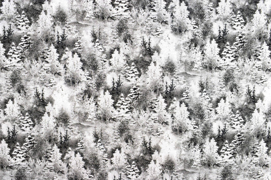 Winter forest fabric, quilting treasures, quilting fabric, Back home for holidays - Price by the Half Metre The Quilt Sanctuary