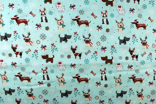 small dog christmas fabric - Price by the Half Metre The Quilt Sanctuary