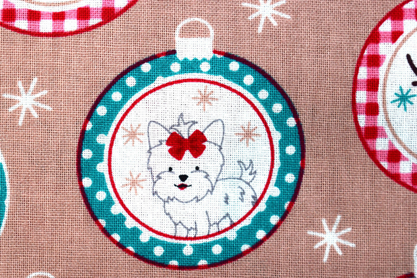 Dog christmas Bauble fabric - Price by the Half Metre The Quilt Sanctuary