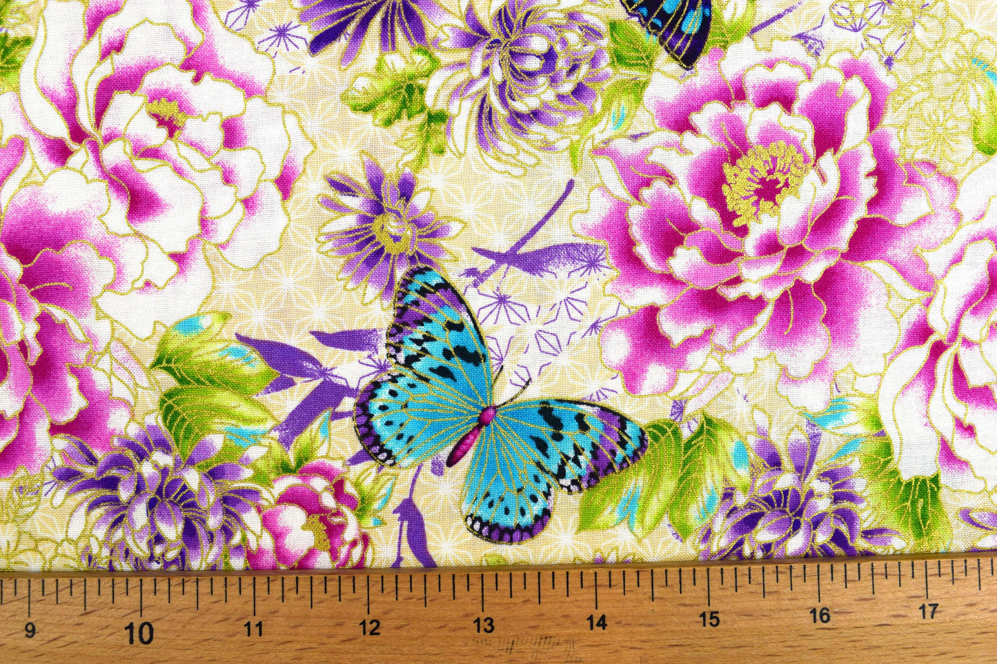 Butterflies and flowers fabric, Quilting fabric, cotton fabric, Price by the Half Metre The Quilt Sanctuary
