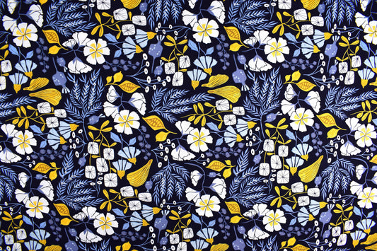 Navy floral fabric, Quilting fabric, cotton fabric, Dear Stella fabric - Price by the Half Metre The Quilt Sanctuary