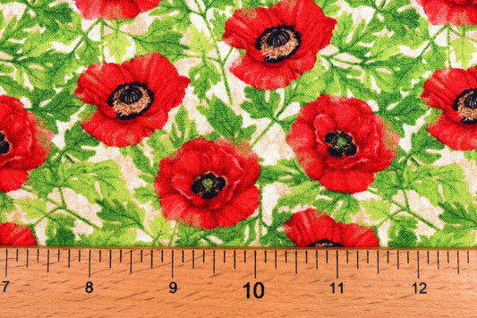 poppy fabric, poppies quilting fabric - Price by the Half Metre The Quilt Sanctuary
