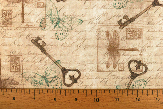 Key fabric, Quilting fabric, Keys to the Garden - Price by the Half Metre The Quilt Sanctuary