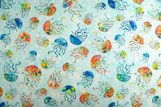 Jellyfish Fabric, Quilting fabric, cotton fabric, quilting treasures, Ocean Paradise - Price by the Half Metre The Quilt Sanctuary
