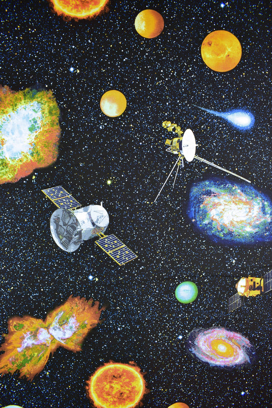 Space fabric, space fabric, Quilting fabric, cotton fabric, planetary mission- Price by the Half Metre The Quilt Sanctuary