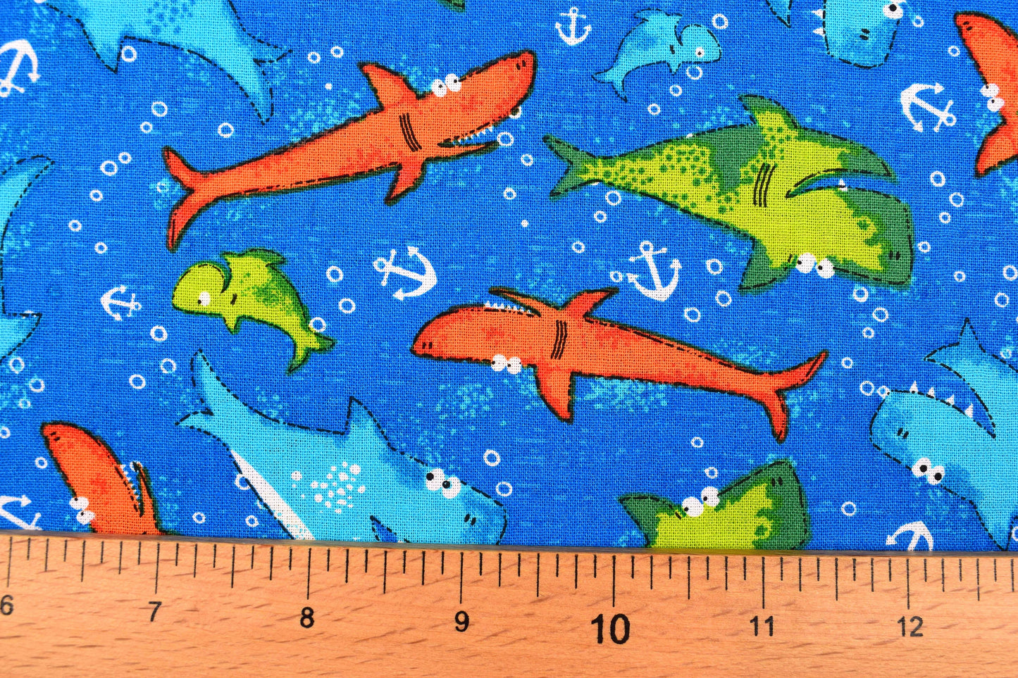 childrens Shark fabric, Quilting fabric, cotton fabric Childrens fabric - Price by the Half Metre The Quilt Sanctuary