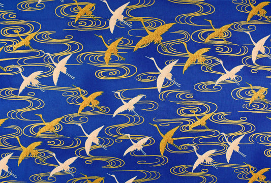 Japanese crane fabric, oriental cotton quilting fabric, Imperial collection Robert Kaufman - Price by the Half Metre The Quilt Sanctuary