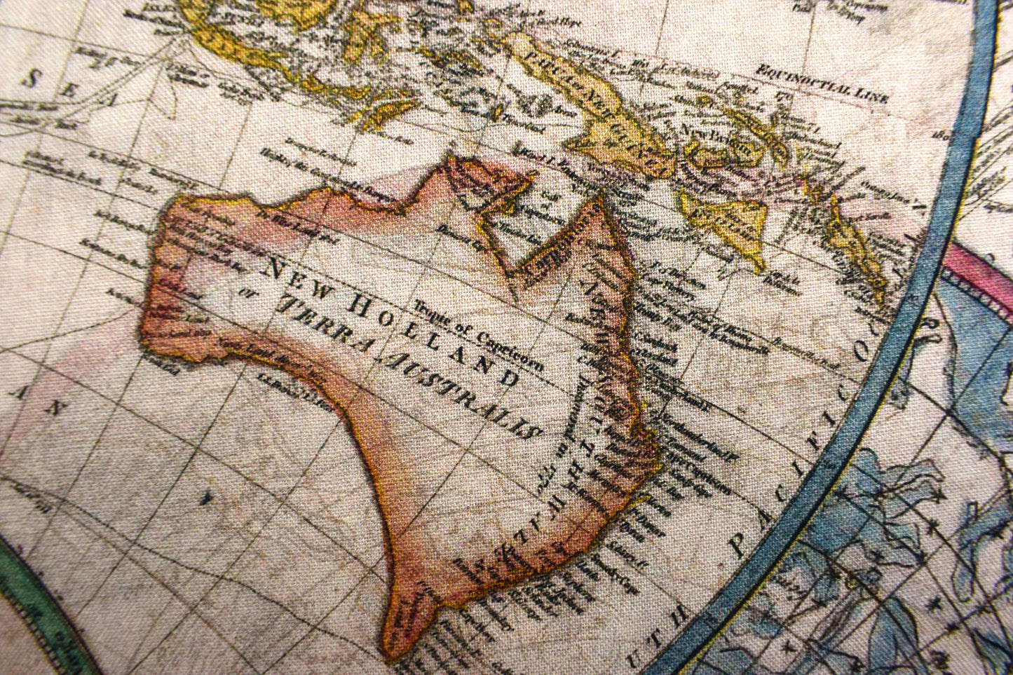 Extra wide world map fabric, cotton quilting fabric, antique map, - Price by the Half Metre The Quilt Sanctuary