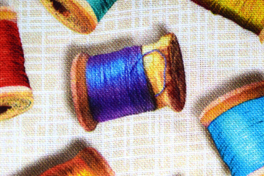 bobbin fabric, cotton reels , cotton fabric, Quilting fabric, Sewing Emporium - Price by the Half Metre The Quilt Sanctuary