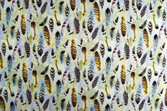 Feathers fabric, bird feathers, Quilting fabric, cotton fabric, Forest study - Price by the Half Metre The Quilt Sanctuary