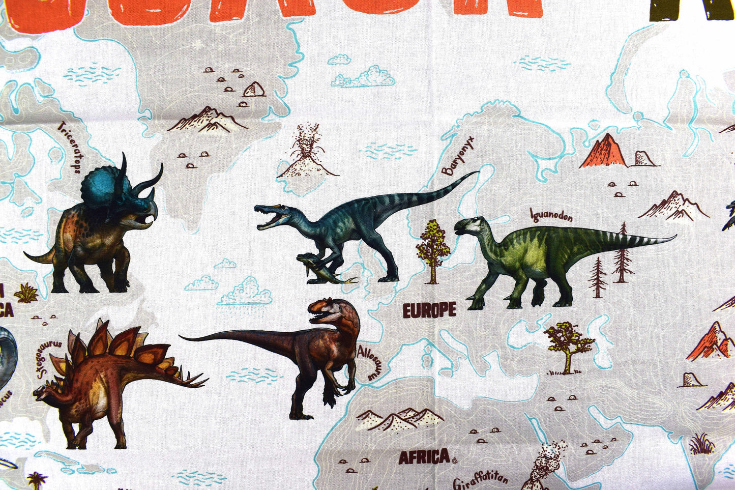 Dinosaur Atlas fabric panel, Natural history Museum, Quilting fabric The Quilt Sanctuary