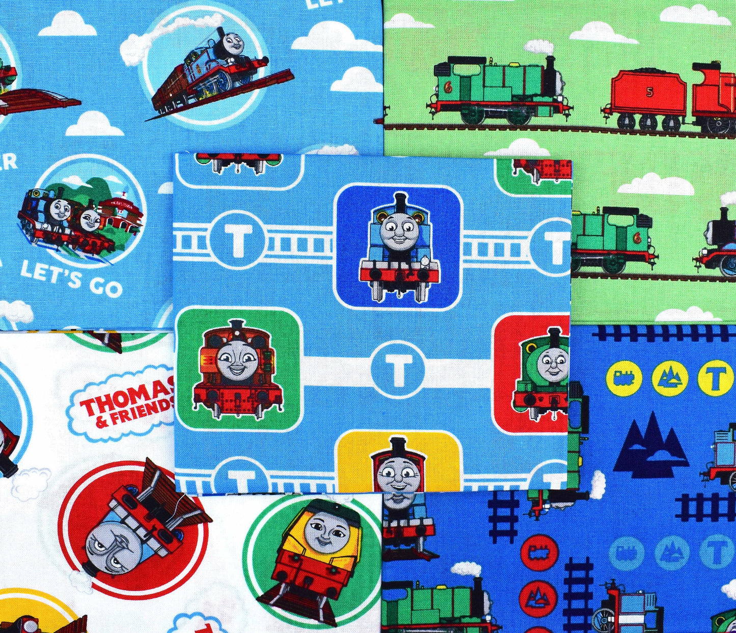 Thomas Tank Engine fat Quarter Bundle, Thomas and Friends fabric, quilting fabric The Quilt Sanctuary
