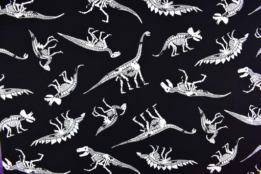 Glow in the dark dinosaur Fabric, Quilting fabric, cotton fabric, Dinosaur Bones Price by the Half Metre The Quilt Sanctuary