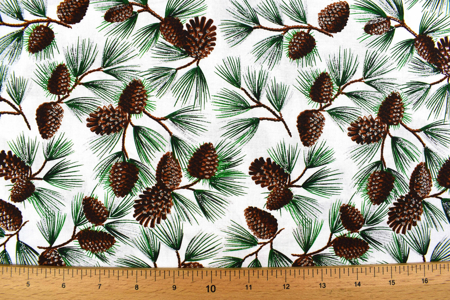 Christmas Pinecone Fabric, Christmas Glitter fabric - Price by the Half Metre The Quilt Sanctuary