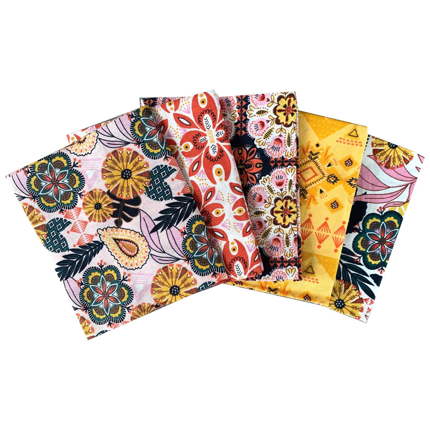 Tropical Bohemian fat Quarter Bundle, floral fabric, quilting fabric The Quilt Sanctuary