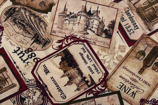 Wine Label Fabric, Quilting fabric, cotton fabric, You had me at Wine - Price by the Half Metre The Quilt Sanctuary