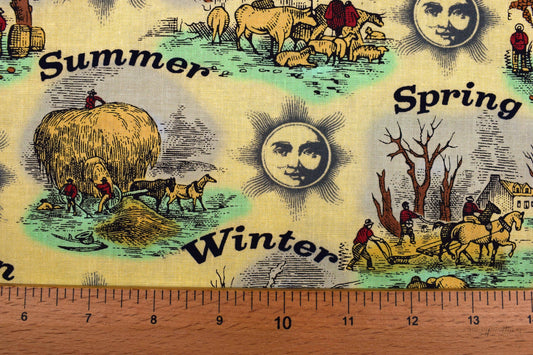 Four Seasons fabric, quilting fabric, old farmers almanac - Price by the Half Metre The Quilt Sanctuary