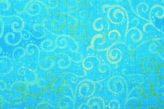 Tonal Aqua Extra wide quilt backing fabric, cotton quilting fabric, Ombre Scrolls, price per half metre The Quilt Sanctuary