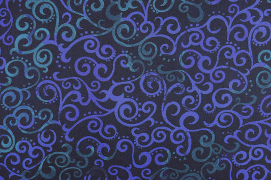 Tonal Navy Extra wide quilt backing fabric, cotton quilting fabric, Ombre Scrolls, price per half metre The Quilt Sanctuary