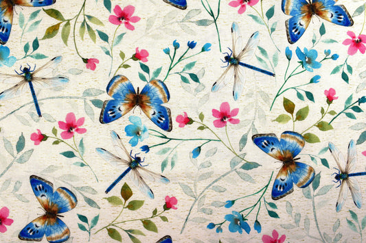 Butterfly fabric, cotton butterfly and dragonfly fabric, quilting fabric,wildflower farm - Price by the Half Metre The Quilt Sanctuary