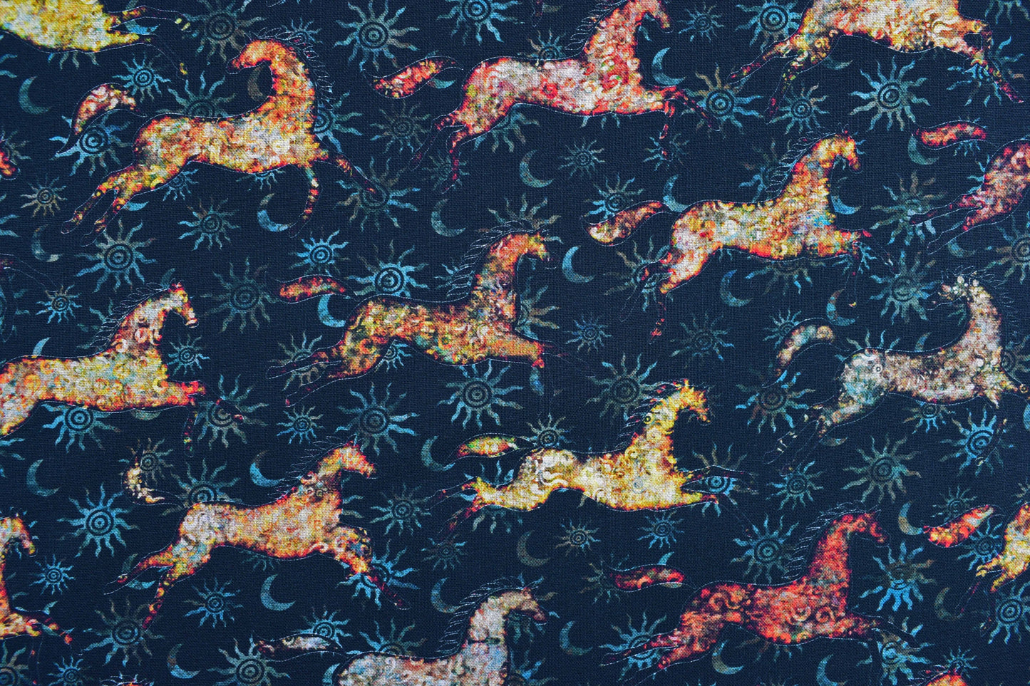 horse fabric, native american fabric, Quilting fabric, cotton fabric, quilting treasures, southwest art, Price by the Half Metre The Quilt Sanctuary