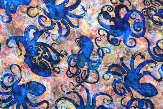 Octopus Fabric, Quilting fabric, cotton fabric, quilting treasures, Aquatica - Price by the Half Metre The Quilt Sanctuary
