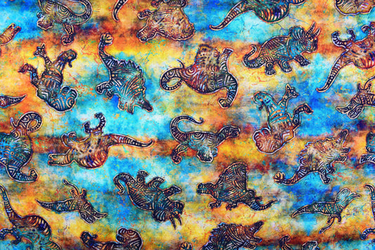 Dinosaur prints, Quilting fabric, cotton fabric, prehistoric - Price by the Half Metre The Quilt Sanctuary