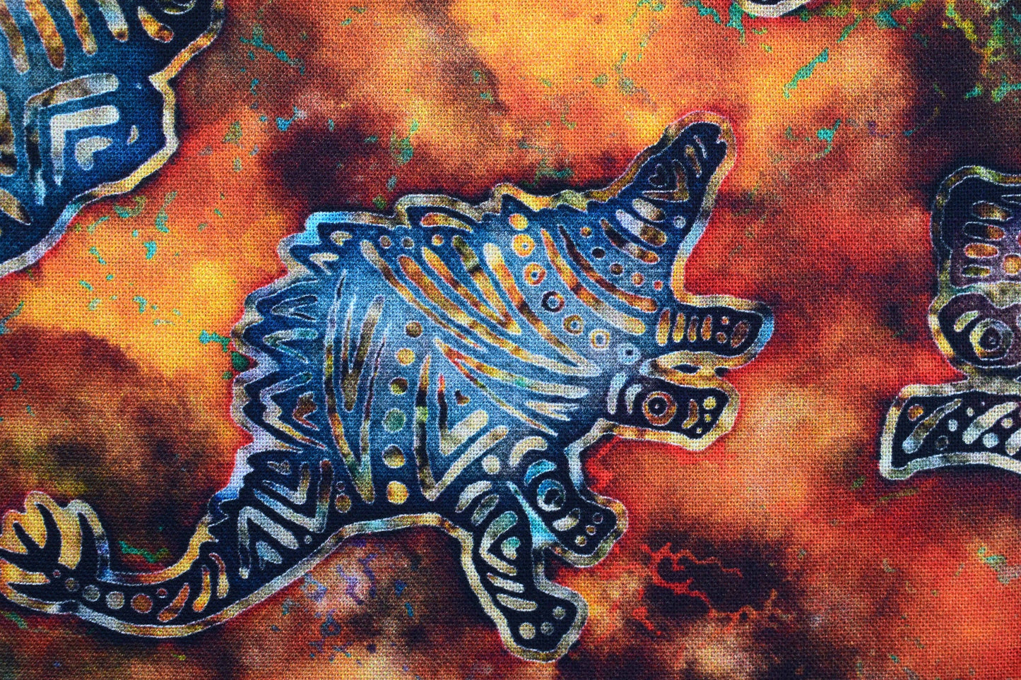 Dinosaur material, Quilting fabric, burnt orange cotton fabric, prehistoric - Price by the Half Metre The Quilt Sanctuary